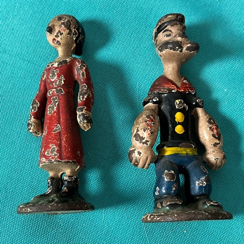 Vintage 1929 Hubley‎ Popeye & Olive Oyl Paper Weights Cast Iron - Picture 2 of 6